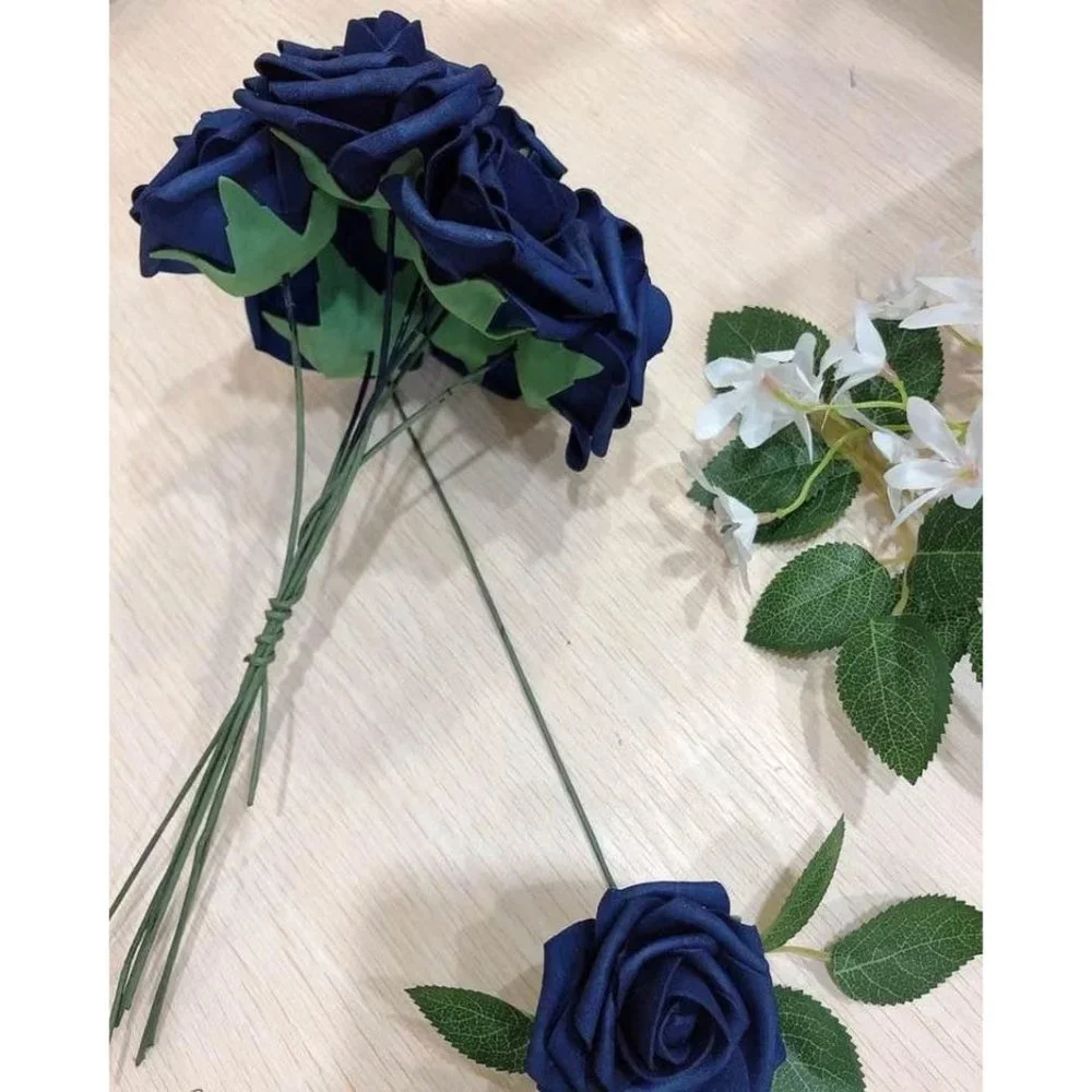 25 Count Navy Blue Roses for Wedding Flowers Bouquet Centerpiece Floral Decor